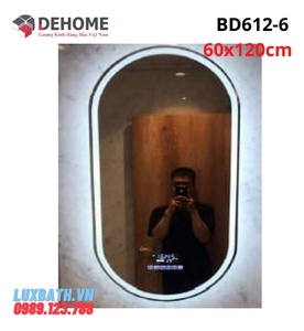 Gương led nguồn cảm ứng đồng hồ đa chức năng loa bluetooth Dehome BD612-6
