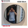 Gương khung sơn tĩnh điện hình tròn màu trắng 50cm Dehome KS50 