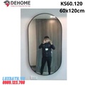 Gương khung sơn tĩnh điện bầu dục đen 60x120cm Dehome KS60.120
