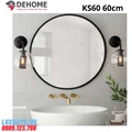 Gương khung sơn tĩnh điện hình tròn đen 60cm Dehome KS60