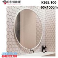 Gương khung sơn tĩnh điện hình elip màu trắng 65x100cm Dehome KS65.100 
