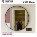 Gương khung sơn tĩnh điện hình tròn màu trắng 70cm Dehome KS70 