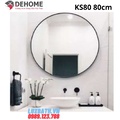 Gương khung sơn tĩnh điện hình tròn màu trắng 80cm Dehome KS80