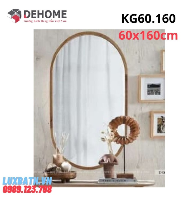 Gương khung gỗ màu đen hình bầu dục 60x160cm Dehome KG 60.160.D