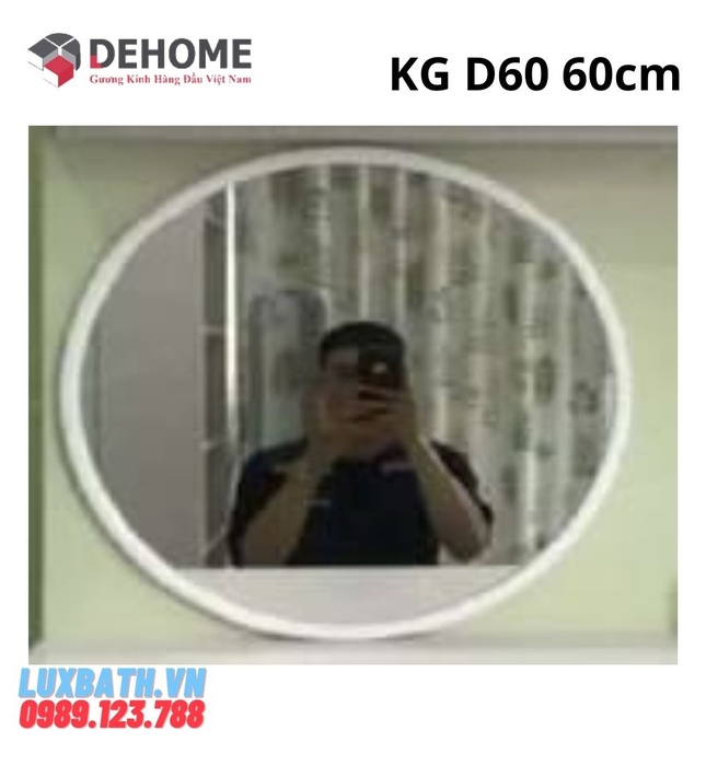 Gương khung gỗ màu đen hình tròn 60cm Dehome KG D60