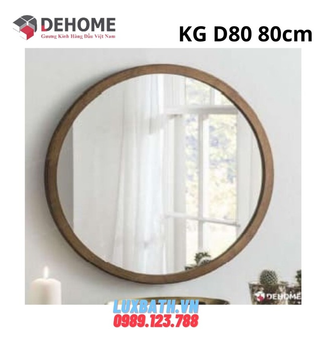 Gương khung gỗ đen tròn 80cm Dehome KG D80.D