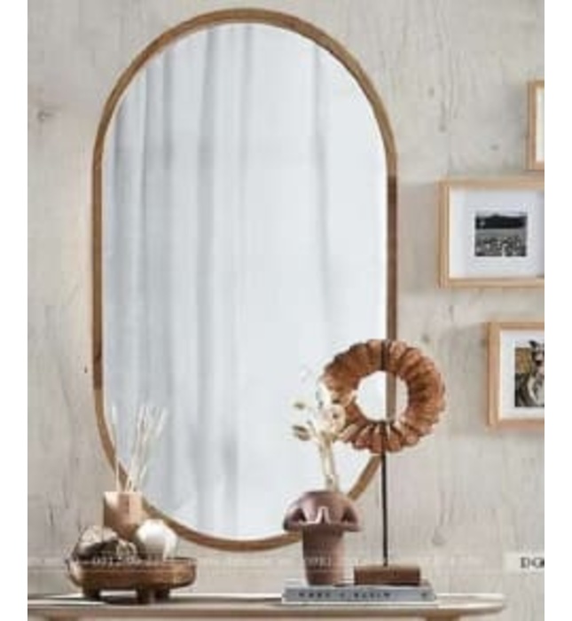 Gương khung gỗ nâu sẫm bầu dục 60x160cm Dehome KG 60.160.NS