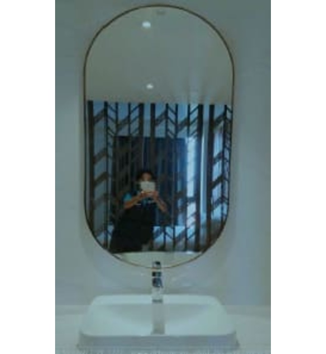 Gương khung mạ PVD bầu dục vàng 60x120cm Dehome KS60.120