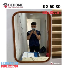 Gương khung gỗ màu trắng chữ nhật 60x80cm Dehome KG 60.80 
