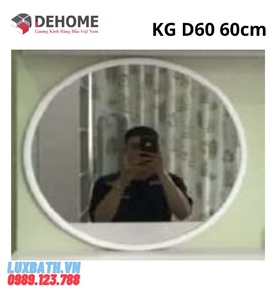 Gương khung gỗ màu trắng hình tròn 60cm Dehome KG D60 