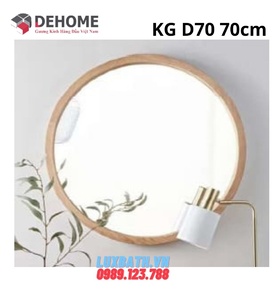 Gương khung gỗ màu trắng hình tròn 70cm Dehome KG D70