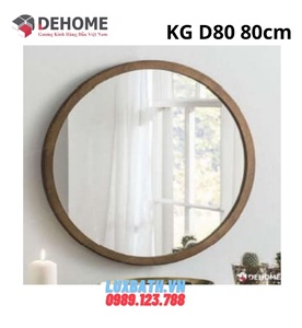 Gương khung gỗ nâu sẫm tròn 80cm Dehome KG D80.NS