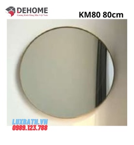 Gương khung mạ PVD hình tròn màu vàng 80cm Dehome KM80