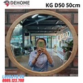 Gương khung gỗ màu trắng hình tròn 50cm Dehome KG D50