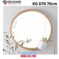 Gương khung gỗ màu nâu sẫm tròn 70cm Dehome KG D70>NS