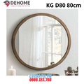 Gương khung gỗ nâu sẫm tròn 80cm Dehome KG D80.NS