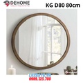 Gương khung gỗ màu trắng tròn 80cm Dehome KG D80.T