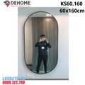 Gương khung sơn tĩnh điện hình bầu dục màu trắng 60x160cm Dehome KS60.160
