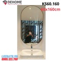 Gương khung mạ PVD hình bầu dục màu vàng 60x160cm Dehome KS60.160