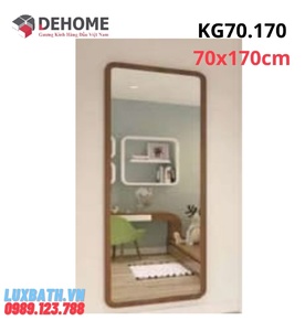 Gương khung gỗ màu trắng hình chữ nhật 70x170cm Dehome KG 70.170