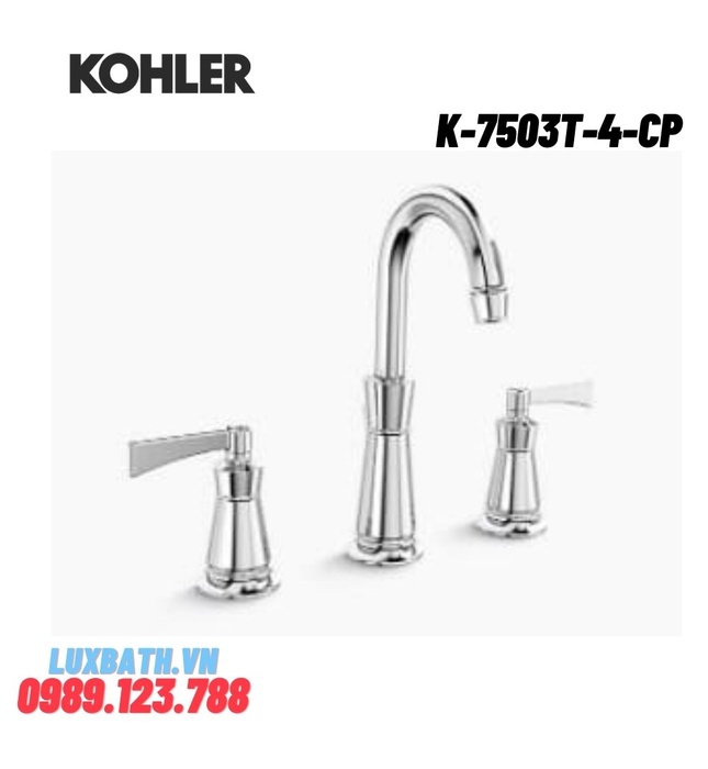 Vòi chậu rửa 3 lỗ Kohler ARCHER K-7503T-4-CP