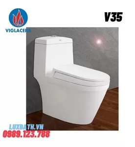 Bồn Cầu 1 Khối Viglacera V35 Xả Nhấn Nắp Êm