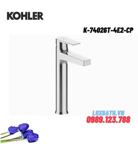 Vòi chậu rửa lavabo cao Kohler Taut K-74026T-4E2-CP mạ chrome bóng