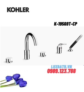 Vòi bồn tắm gắn thành bồn kèm sen tay Kohler K-19569T-CP