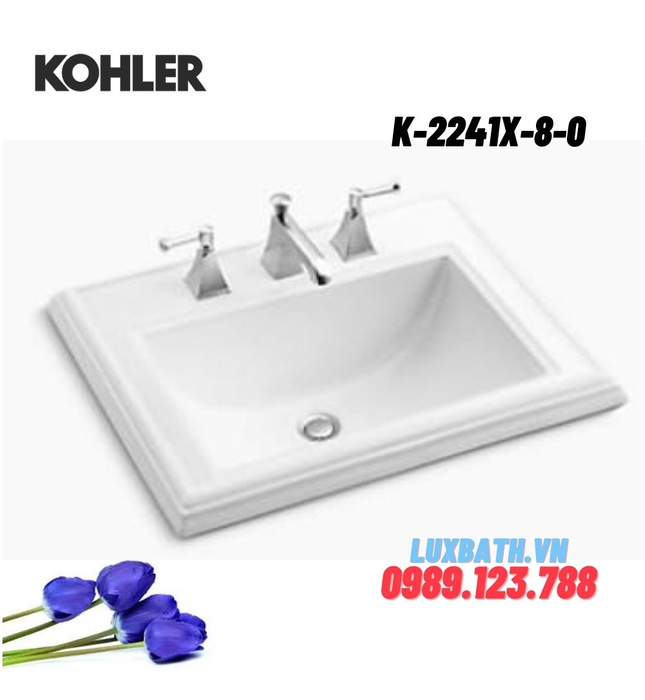 Chậu rửa dương vành hình chữ nhật Kohler Memoirs K-2241X-8-0