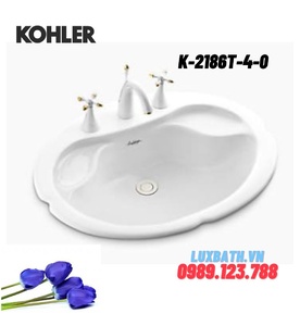 Chậu rửa dương vành hình oval Kohler Fleur K-2186T-4-0 (Bỏ mẫu)