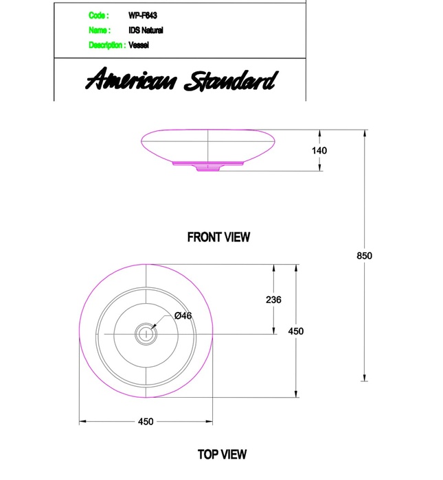 Chậu rửa đặt bàn American Standard WP-F643