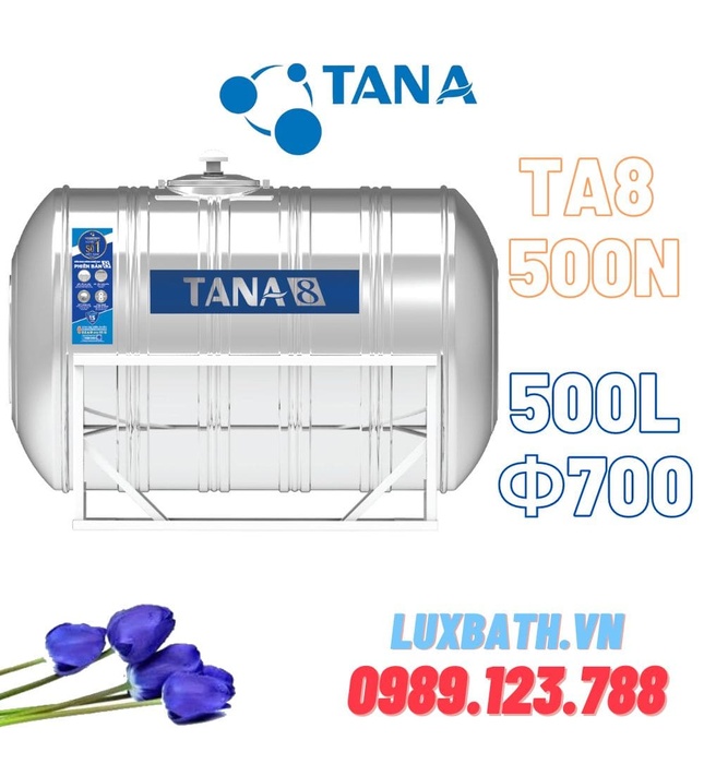 Bồn nước inox 304 Tân Á 8 500L ngang TA8 500N