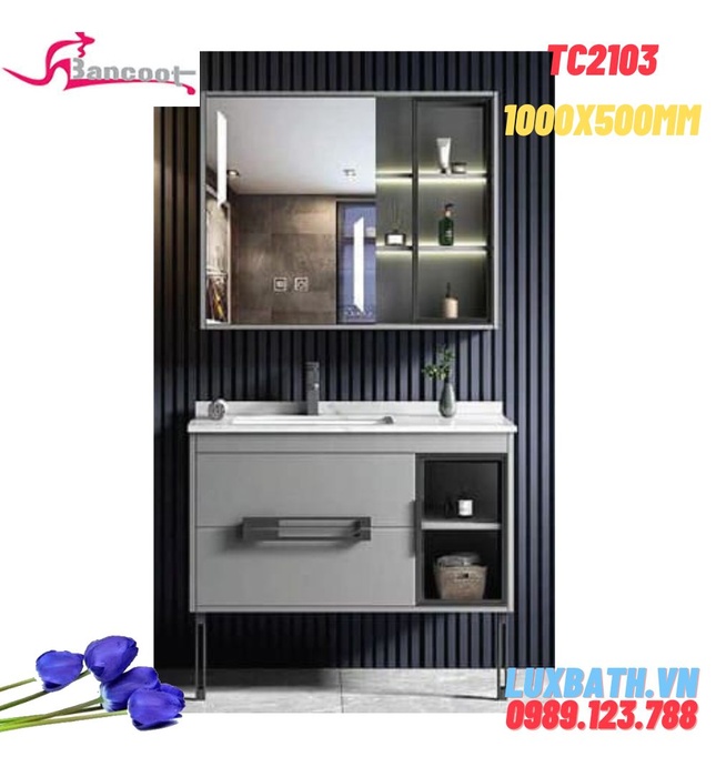 Bộ tủ chậu lavabo gương cảm ứng Bancoot TC2103 100x50cm