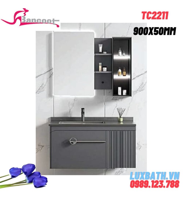 Bộ tủ chậu lavabo gương cảm ứng Bancoot TC2211-90 90x50cm