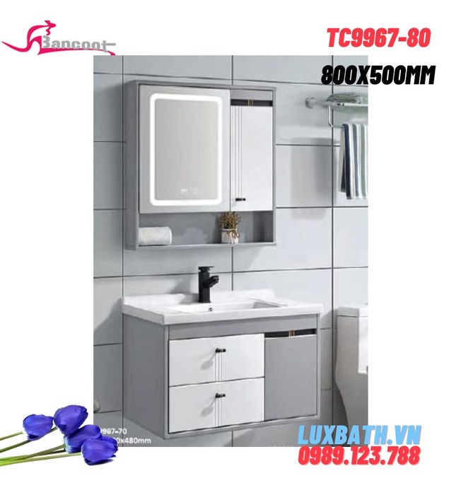 Bộ Tủ Chậu Lavabo Treo Tường Bancoot TC9967-80 80x50cm