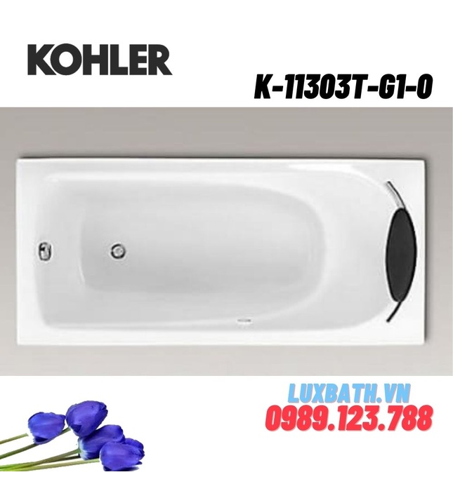 Bồn tắm mát-xa bằng bọt khí Kohler K-11303T-G1-0 1.6m