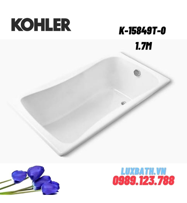Bồn tắm gang tráng men đặt lòng Kohler K-15849T-0 1.7m