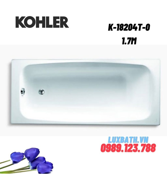 Bồn tắm gang tráng men đặt lòng Kohler K-18204T-0 1.7m