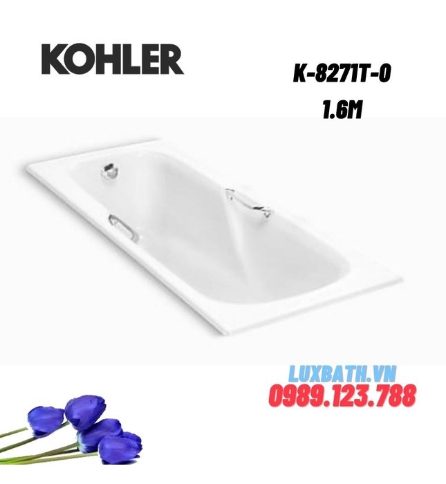 Bồn tắm gang tráng men đặt lòng Kohler K-8271T-0 1.6m