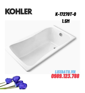 Bồn tắm gang tráng men đặt lòng Kohler K-17270T-0 1.5m