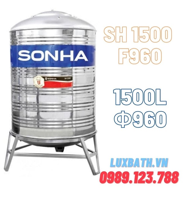 Bồn Nước Inox SUS304 Sơn Hà 1500 Lít Đứng SH 1500D F960