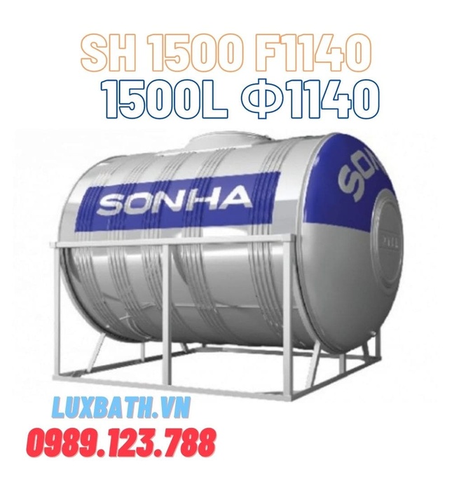 Bồn nước Inox Sơn Hà 1500L ngang SH 1500N F1140
