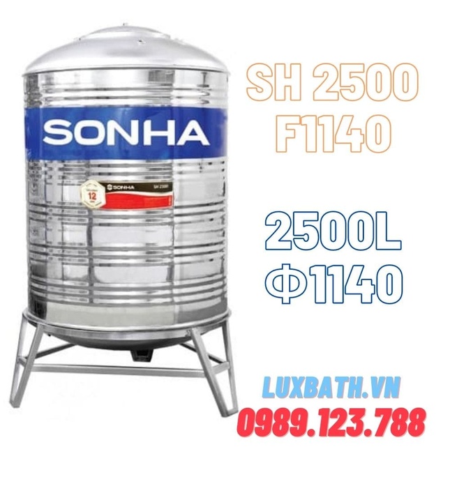 Bồn Nước Inox SUS304 Sơn Hà 2500L Đứng SH 2500D F1140