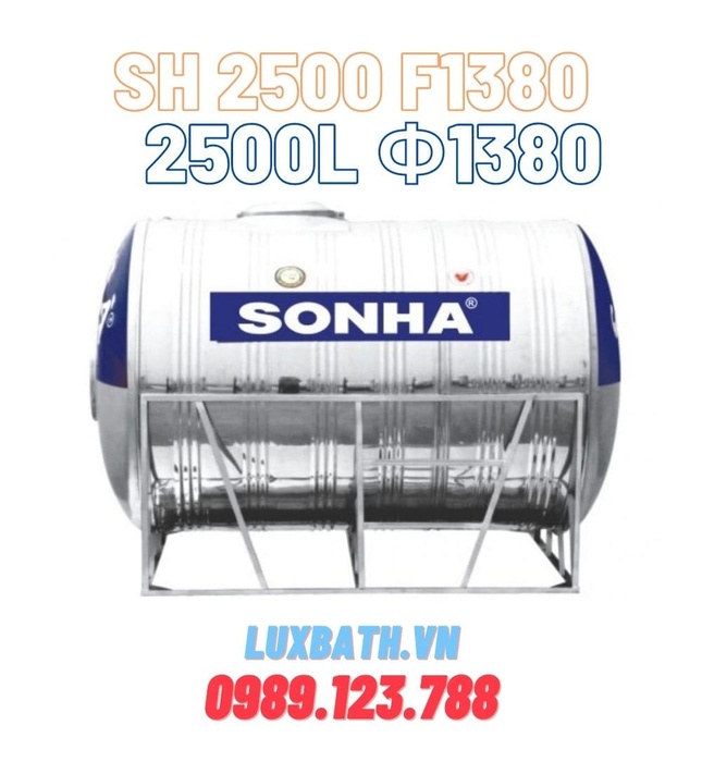 Bồn Nước Inox Sơn Hà 2500l Nằm Ngang SH 2500N F1380