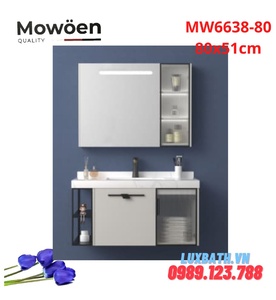 Bộ tủ chậu cao cấp đèn Led Mowoen MW6638-80 80x51cm
