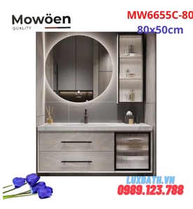 Bộ tủ chậu cao cấp đèn Led Mowoen MW6655C-80 80x50cm