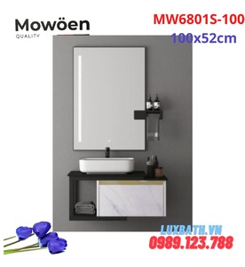 Bộ tủ chậu cao cấp đèn Led Mowoen MW6801S-100W 100x52cm