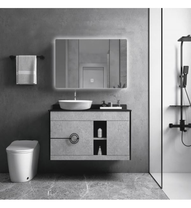 Bộ tủ chậu cao cấp đèn Led Mowoen MW6608B-80 800x500mm