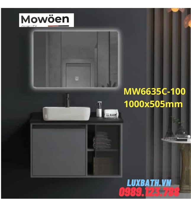 Bộ tủ chậu cao cấp đèn Led Mowoen MW6635C-100 1000x505mm 