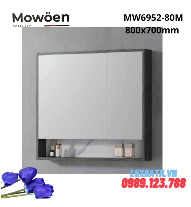 Tủ gương cao cấp đèn Led Mowoen MW6952-80M 800x700mm 